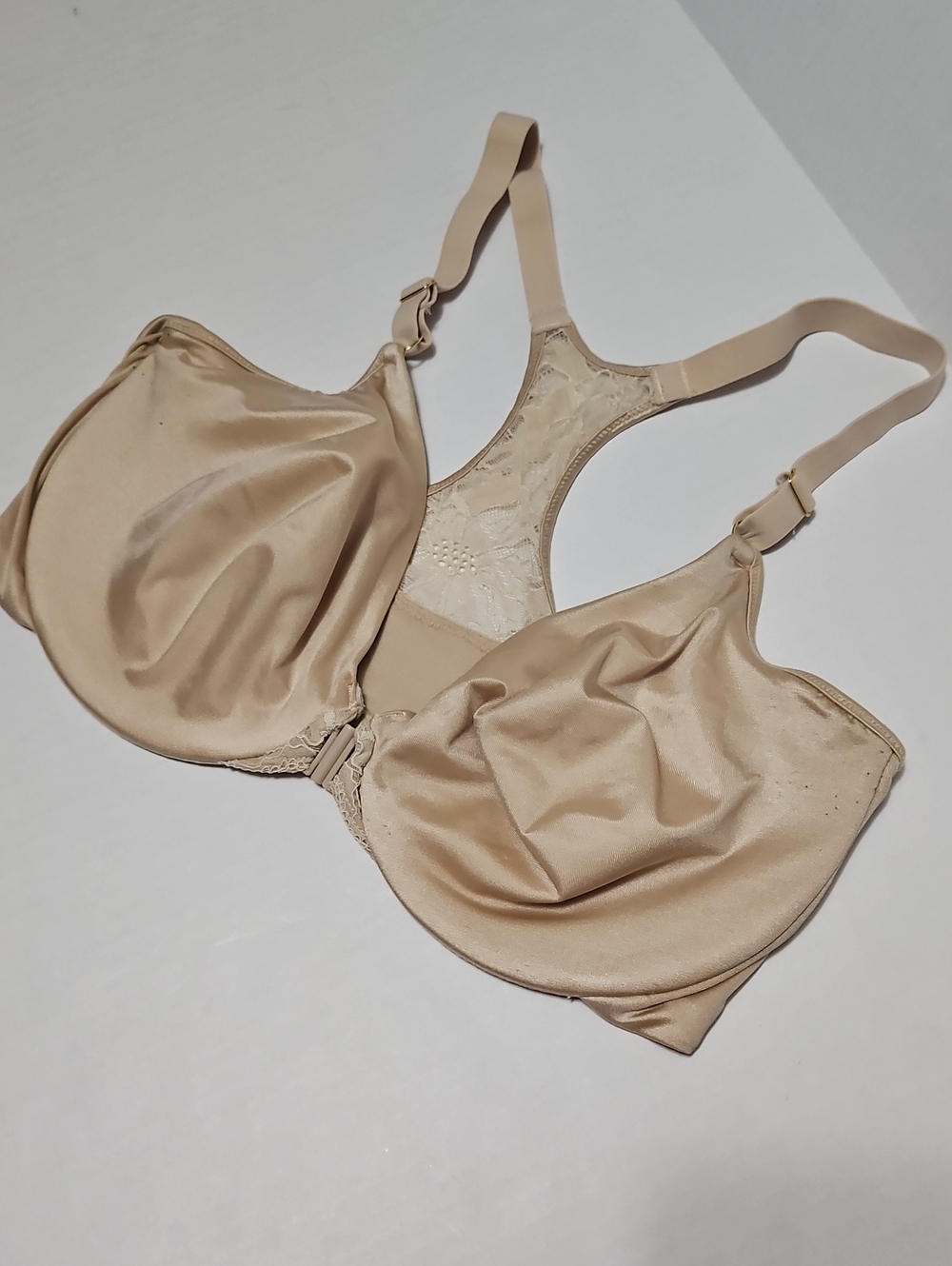 Lilyette Nude Full-Coverage Racerback Front Closure Bra Size 38D